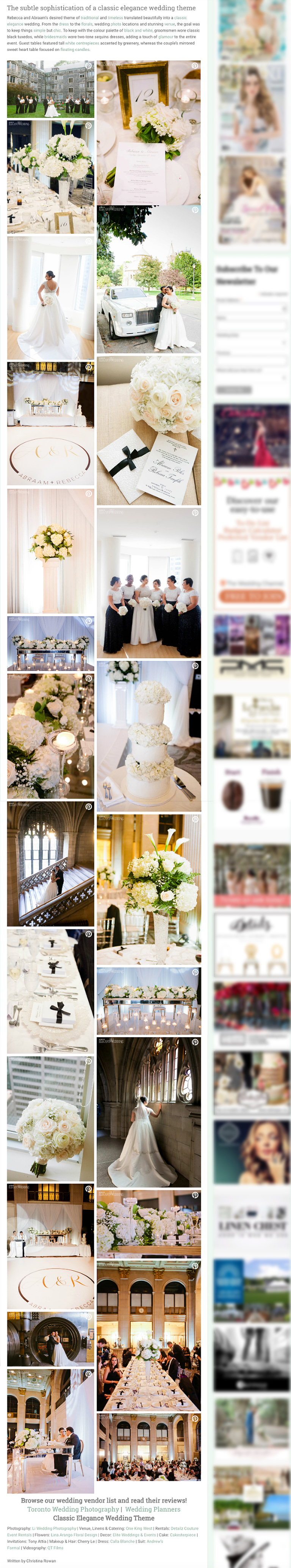 One King West Wedding Published In Real Weddings From Elegant Wedding